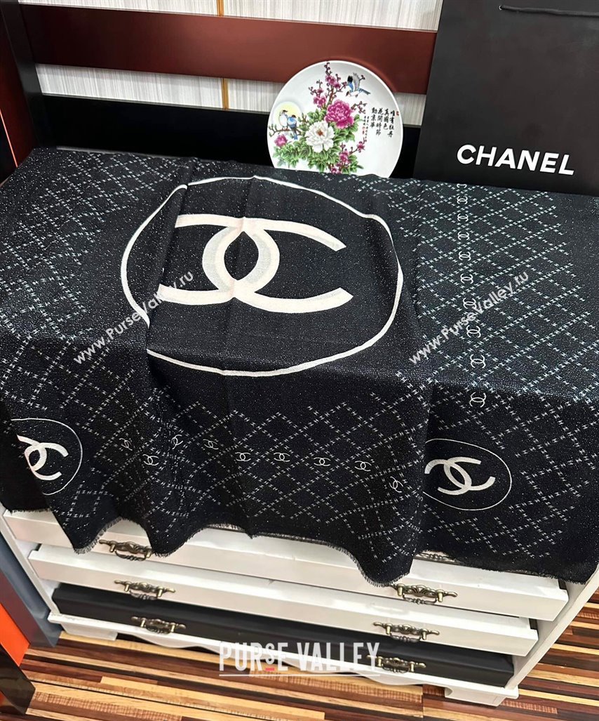 Chanel Cashmere Long Scarf 100x200 Black 2024 CH102114 (A-241021062)