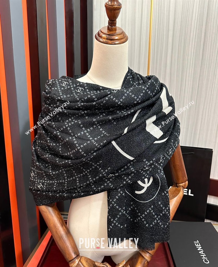 Chanel Cashmere Long Scarf 100x200 Black 2024 CH102114 (A-241021062)