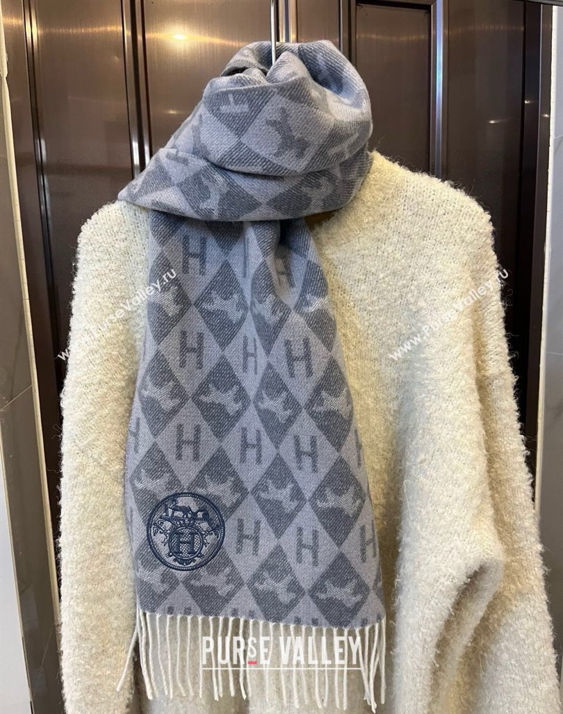 Hermes H Horse Cashmere Long Scarf 32x180cm Grey 2024 1021003 (XMN-241021008)