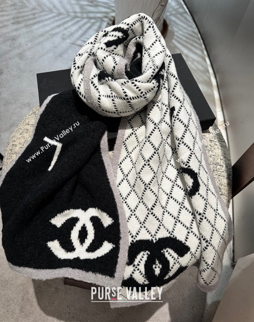 Chanel Coco Knit Cashmere Long Scarf 35x180cm Black 2024 CH102116 (A-241021068)