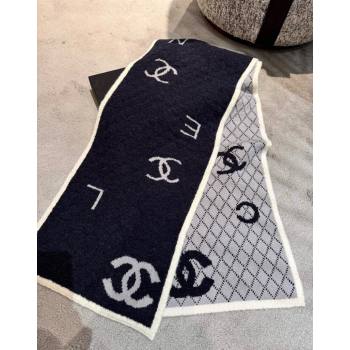 Chanel Coco Knit Cashmere Long Scarf 35x180cm Navy Blue 2024 CH102116 (A-241021069)