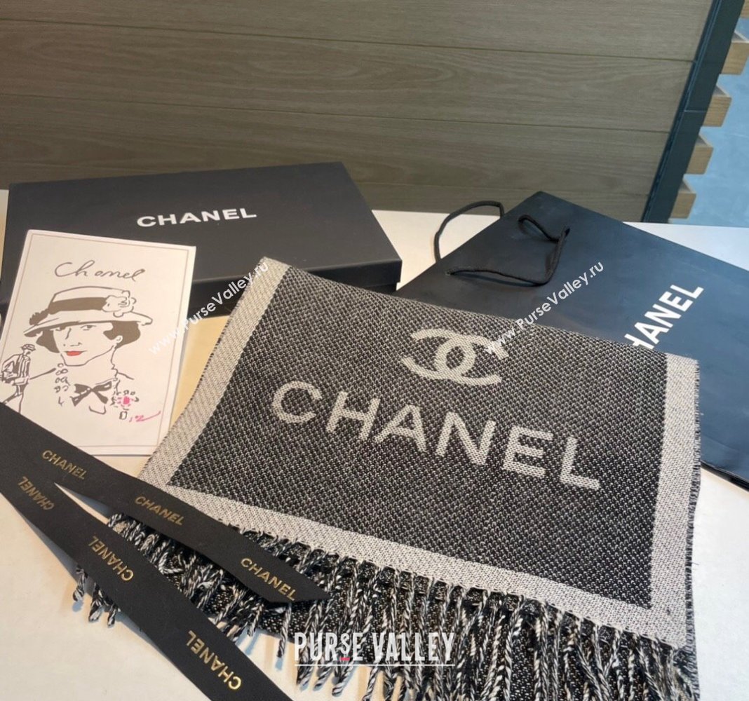 Chanel Wool Long Scarf 34x200cm Grey 2024 CH102107 (XMN-241021020)