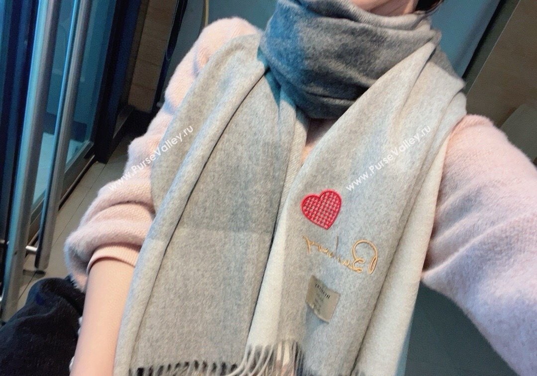 Burberry Heart Cashmere Long Scarf 70x200cm Grey 2024 1128 (XMN-241128002)