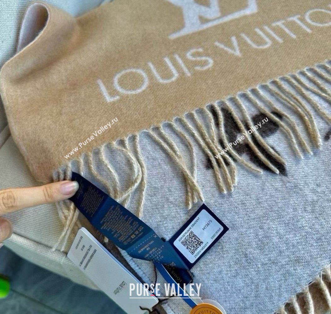 Louis Vuitton Reykjavik Gradient Cashmere Long Scarf 45x190cm Beige 2024 (A-241128045)