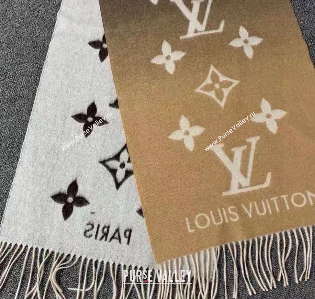 Louis Vuitton Reykjavik Gradient Cashmere Long Scarf 45x190cm Beige 2024 (A-241128045)