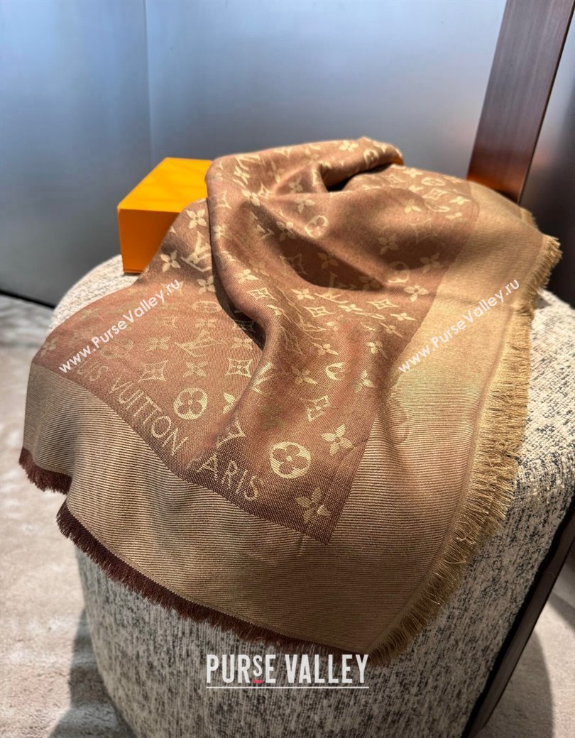 Louis Vuitton Classic Monogram Shawl Scarf 140cm Coffee Brown 2024 1128 (A-241128046)