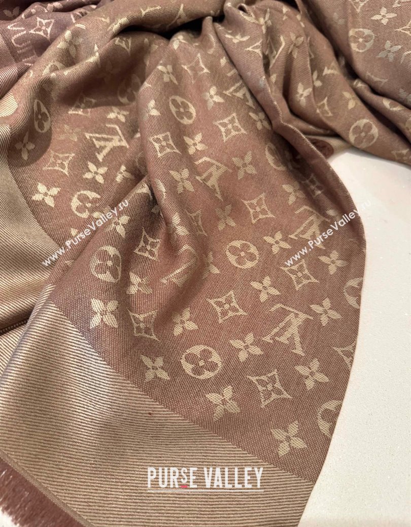 Louis Vuitton Classic Monogram Shawl Scarf 140cm Coffee Brown 2024 1128 (A-241128046)