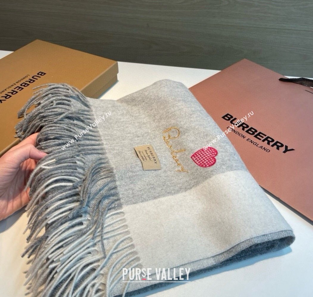 Burberry Heart Cashmere Long Scarf 70x200cm Grey 2024 1128 (XMN-241128002)