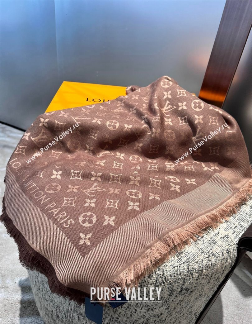 Louis Vuitton Classic Monogram Shawl Scarf 140cm Dark Coffee 2024 1128 (A-241128047)