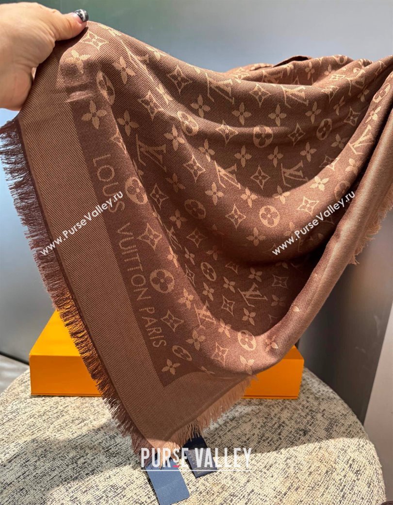 Louis Vuitton Classic Monogram Shawl Scarf 140cm Dark Coffee 2024 1128 (A-241128047)