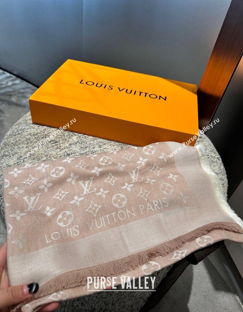 Louis Vuitton Classic Monogram Shawl Scarf 140cm Light Camel 2024 1128 (A-241128048)