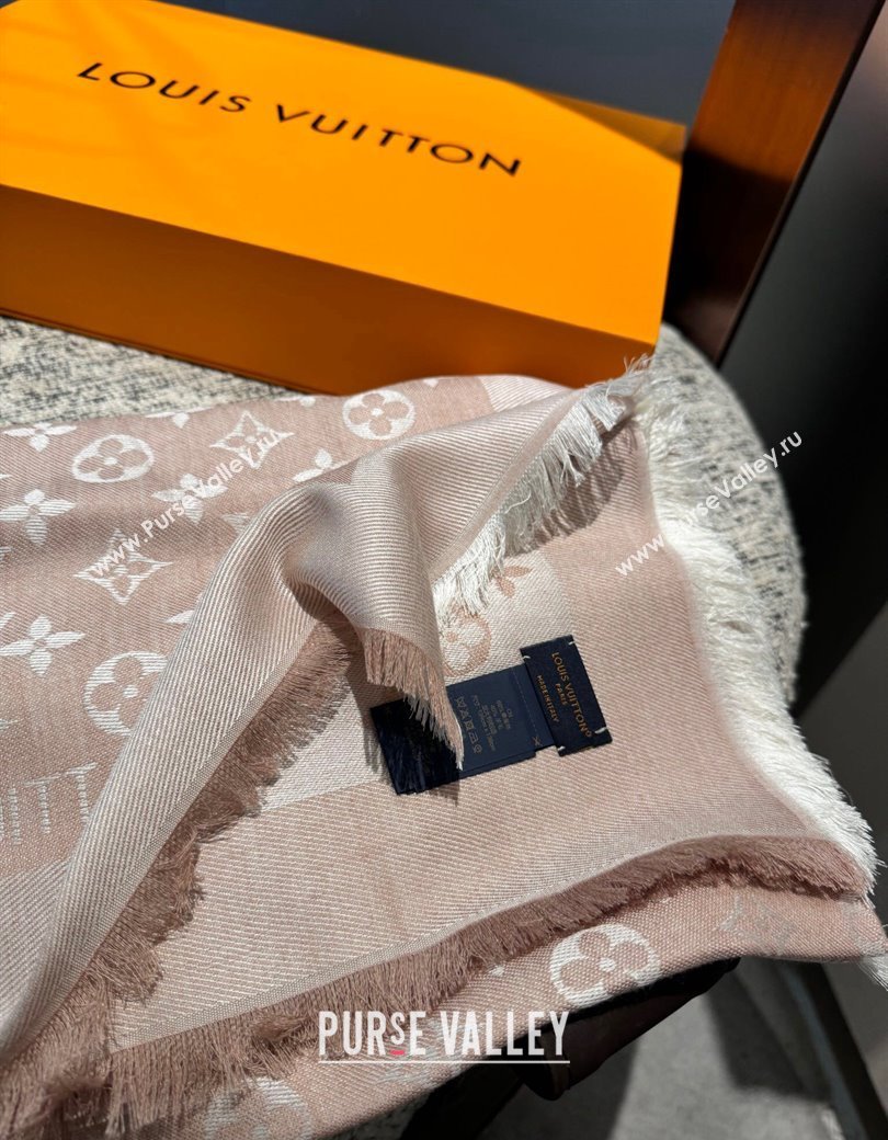 Louis Vuitton Classic Monogram Shawl Scarf 140cm Light Camel 2024 1128 (A-241128048)