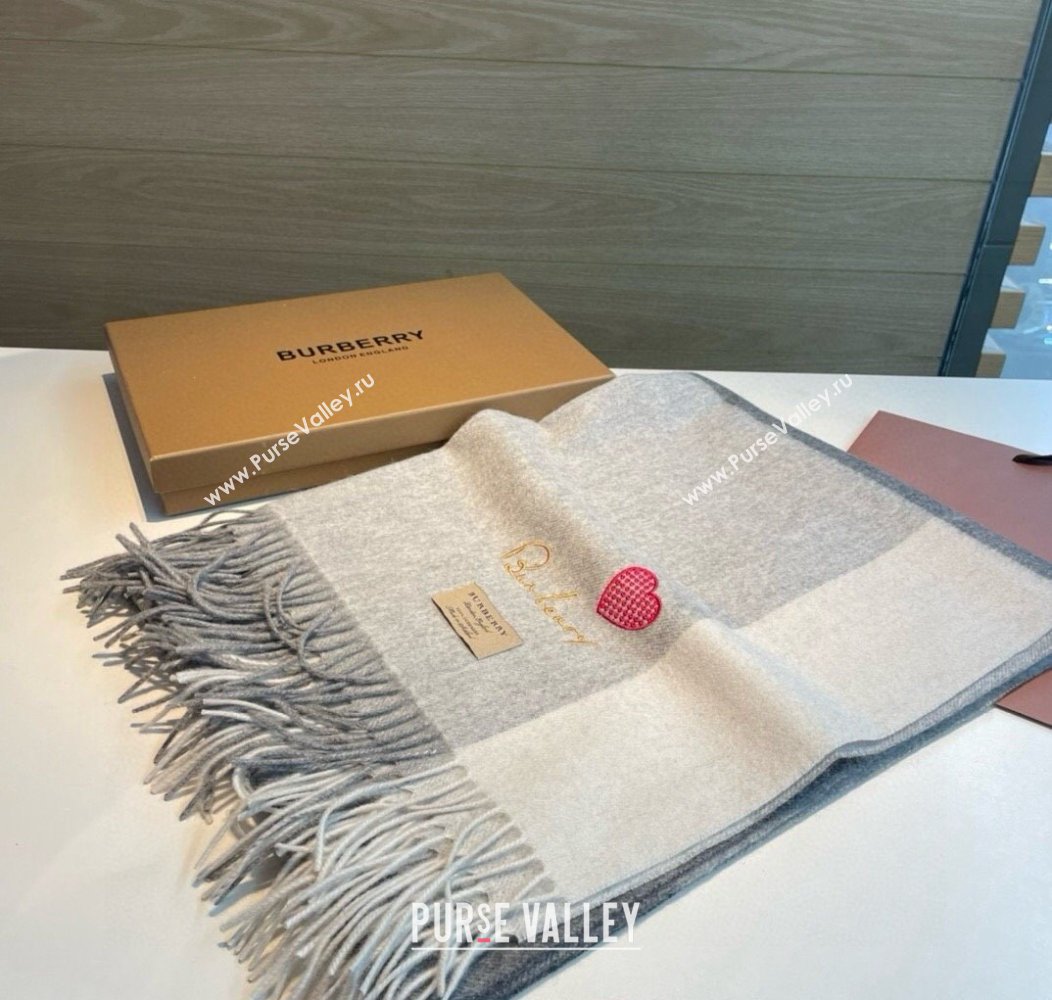 Burberry Heart Cashmere Long Scarf 70x200cm Grey 2024 1128 (XMN-241128002)