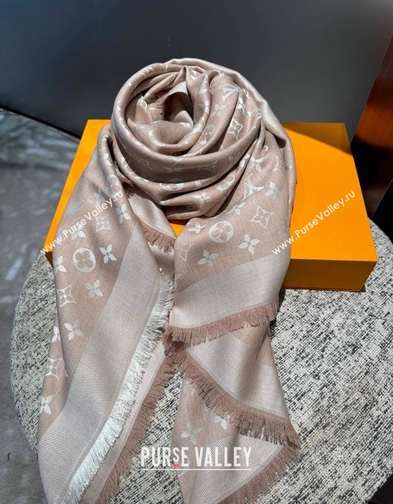 Louis Vuitton Classic Monogram Shawl Scarf 140cm Light Camel 2024 1128 (A-241128048)