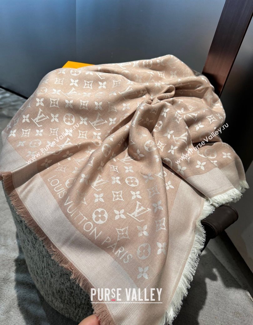 Louis Vuitton Classic Monogram Shawl Scarf 140cm Light Camel 2024 1128 (A-241128048)