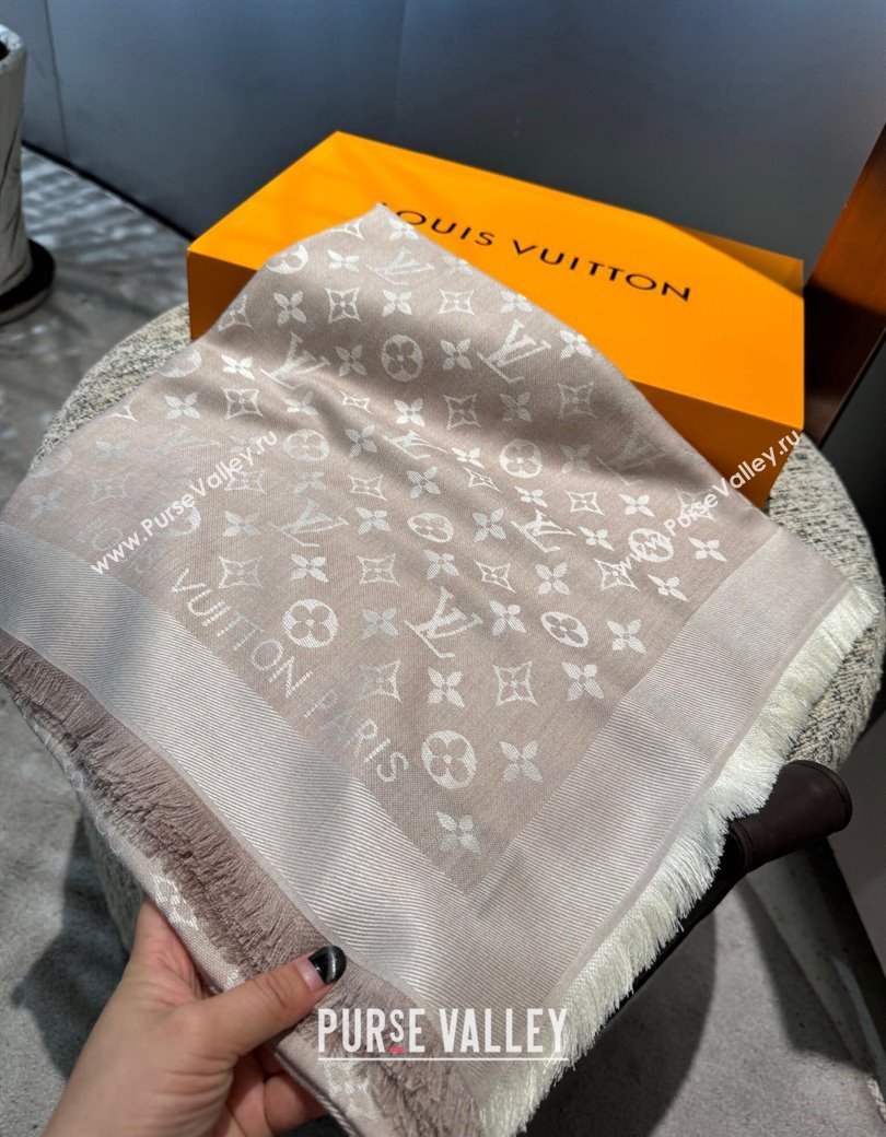 Louis Vuitton Classic Monogram Shawl Scarf 140cm Light Apricot 2024 1128 (A-241128049)