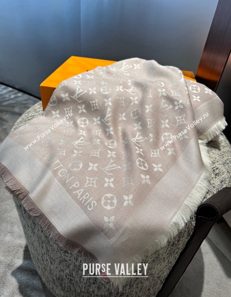 Louis Vuitton Classic Monogram Shawl Scarf 140cm Light Apricot 2024 1128 (A-241128049)