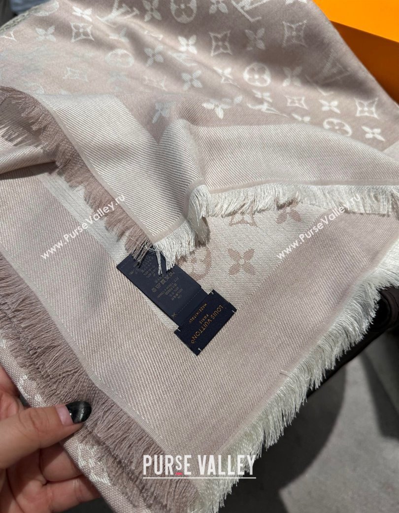 Louis Vuitton Classic Monogram Shawl Scarf 140cm Light Apricot 2024 1128 (A-241128049)