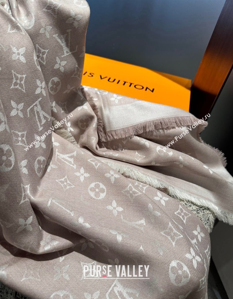 Louis Vuitton Classic Monogram Shawl Scarf 140cm Light Apricot 2024 1128 (A-241128049)