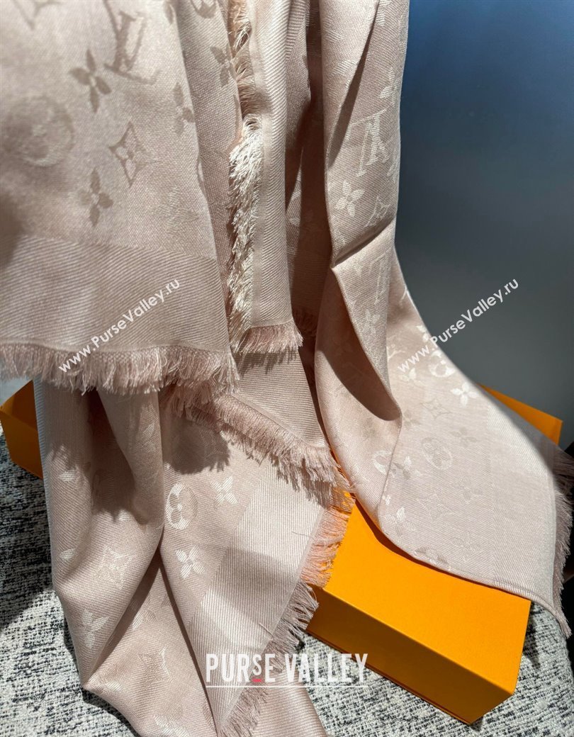 Louis Vuitton Classic Monogram Shawl Scarf 140cm Light Apricot 2024 1128 (A-241128049)