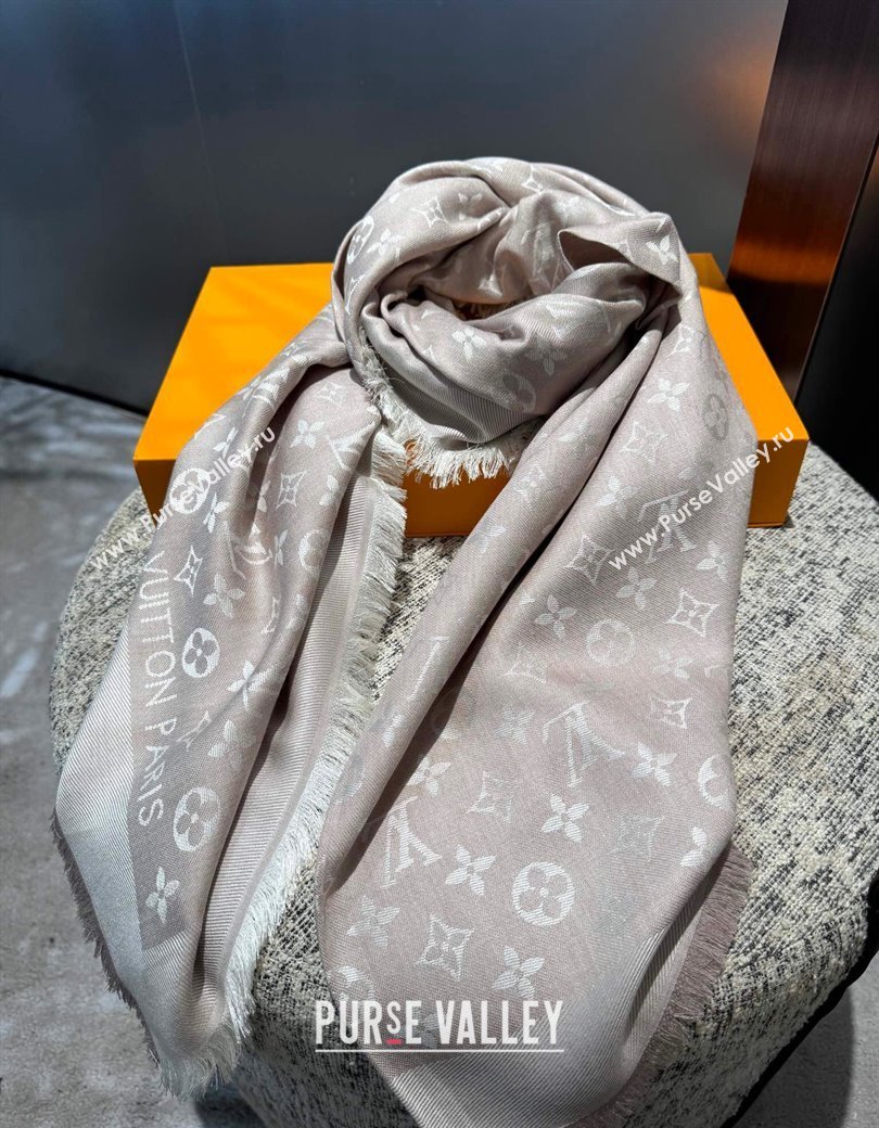 Louis Vuitton Classic Monogram Shawl Scarf 140cm Light Apricot 2024 1128 (A-241128049)