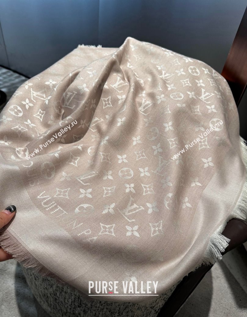 Louis Vuitton Classic Monogram Shawl Scarf 140cm Light Apricot 2024 1128 (A-241128049)