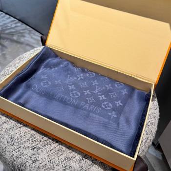 Louis Vuitton Classic Monogram Shawl Scarf 140cm Dark Blue 2024 1128 (A-241128050)