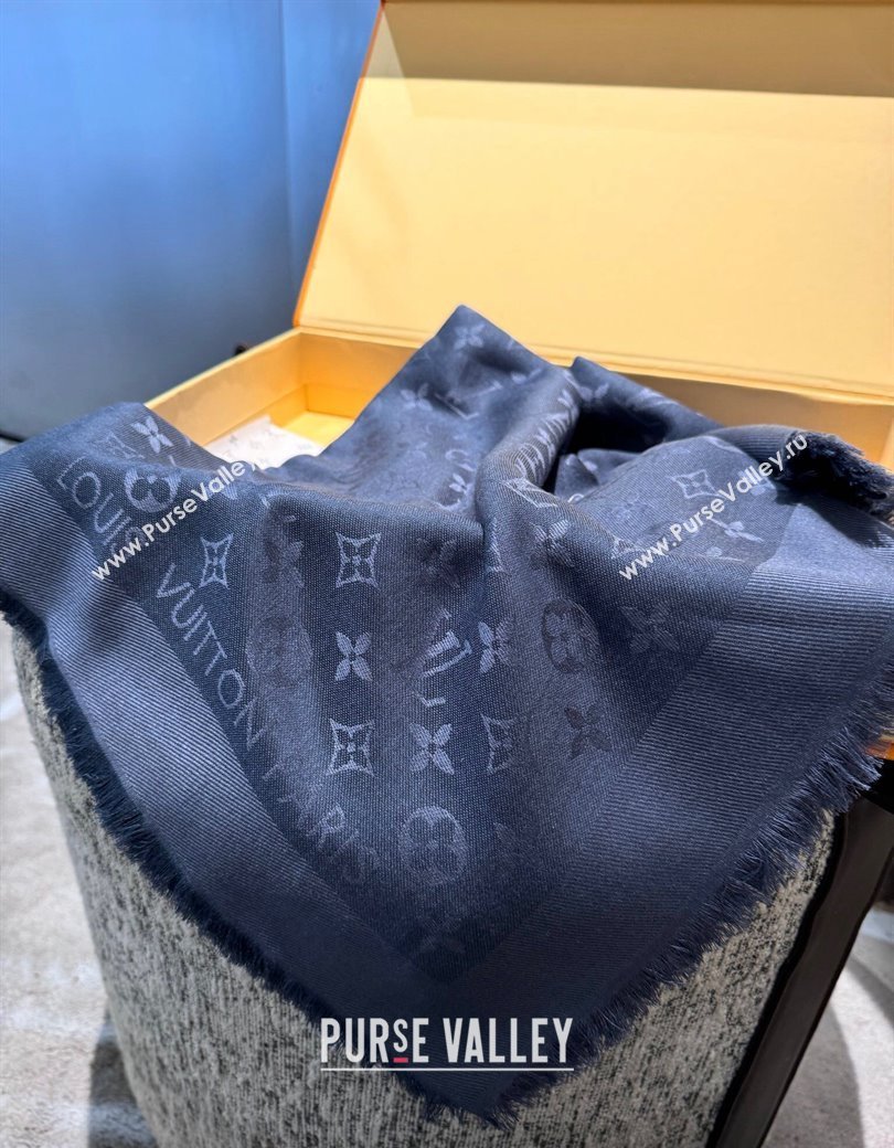 Louis Vuitton Classic Monogram Shawl Scarf 140cm Dark Blue 2024 1128 (A-241128050)