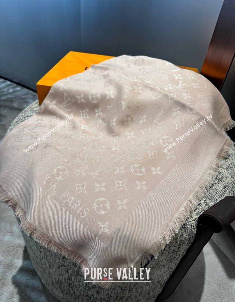 Louis Vuitton Classic Monogram Shawl Scarf 140cm Light Pink 2024 1128 (A-241128051)