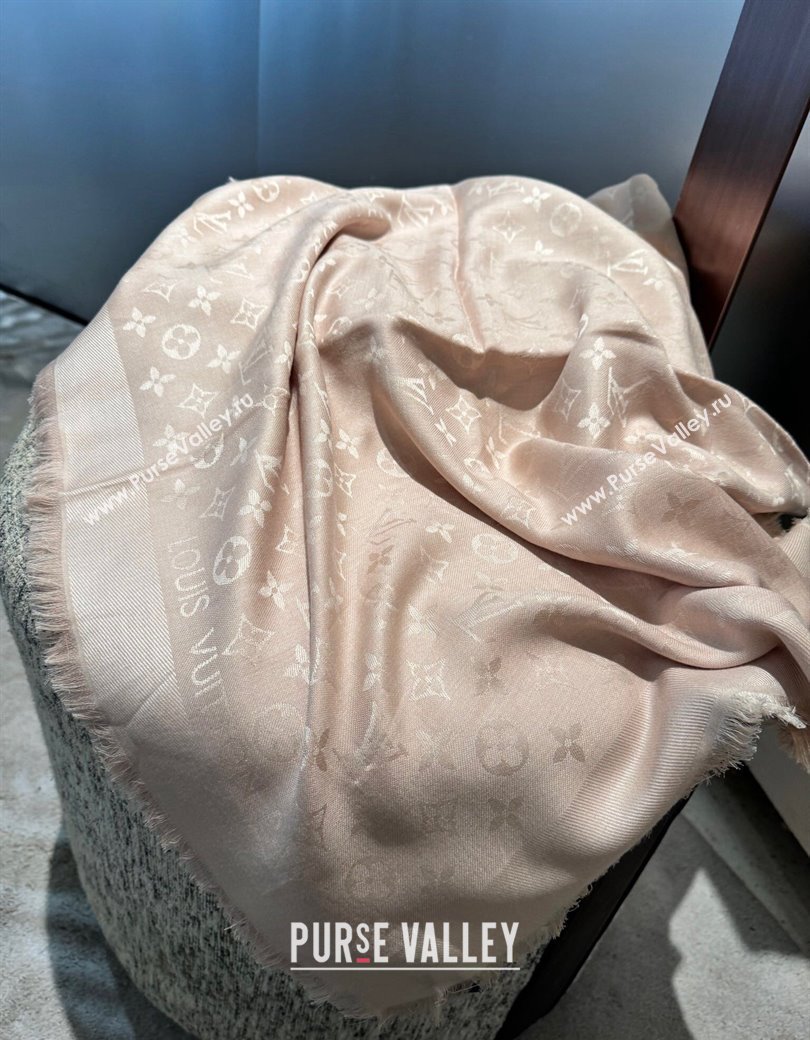 Louis Vuitton Classic Monogram Shawl Scarf 140cm Light Pink 2024 1128 (A-241128051)