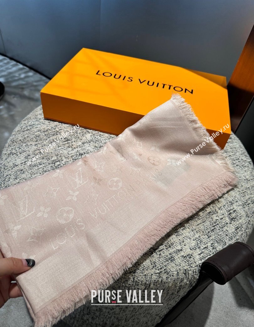 Louis Vuitton Classic Monogram Shawl Scarf 140cm Light Pink 2024 1128 (A-241128051)