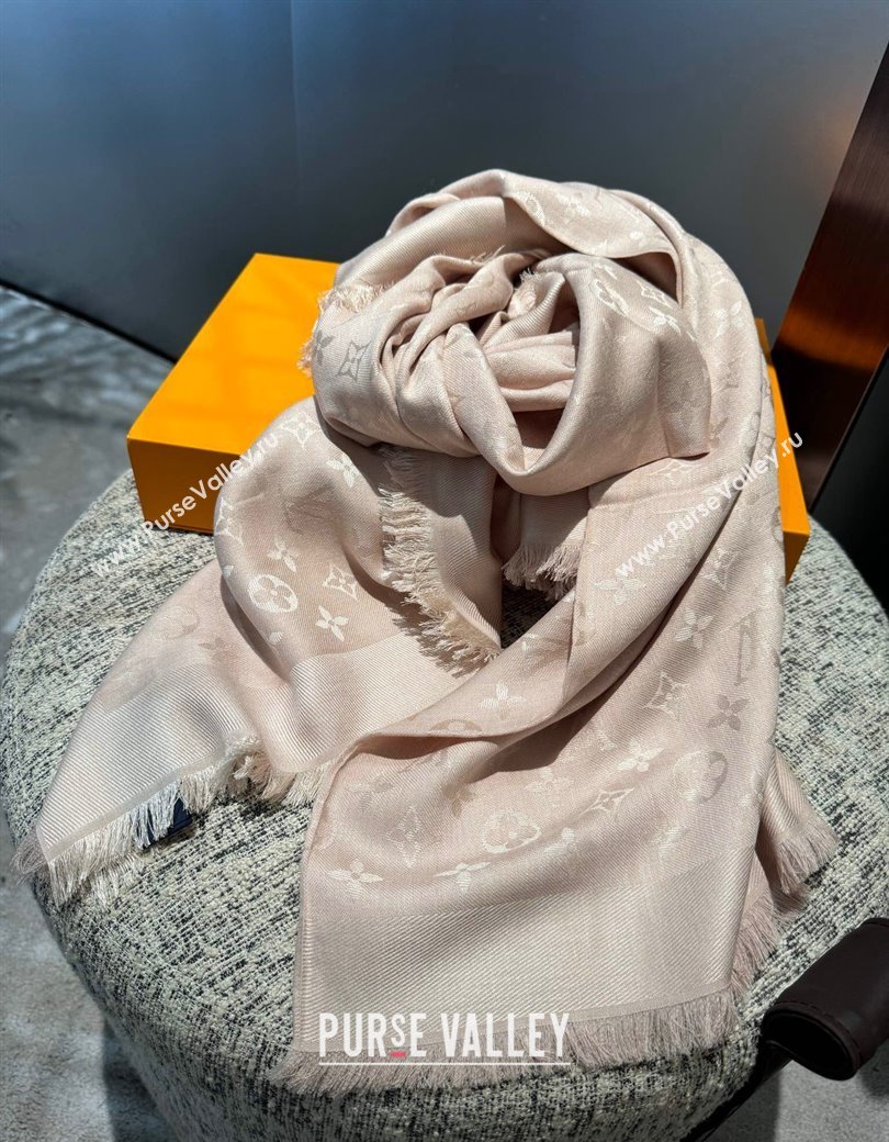 Louis Vuitton Classic Monogram Shawl Scarf 140cm Light Pink 2024 1128 (A-241128051)