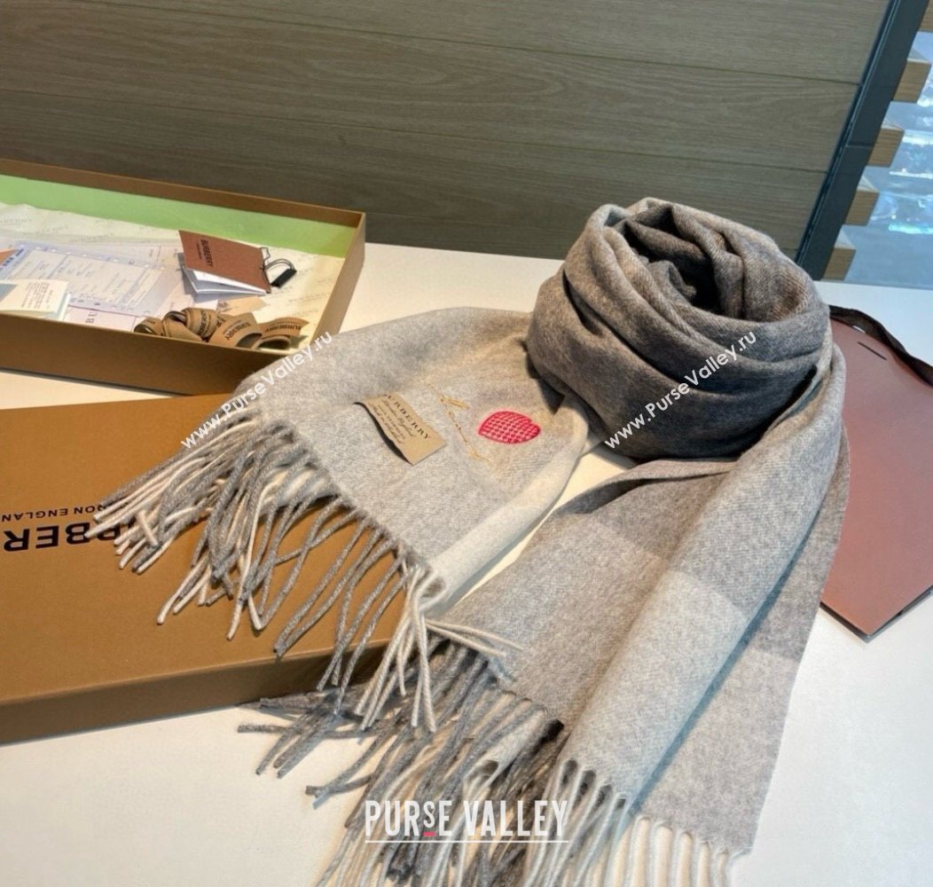 Burberry Heart Cashmere Long Scarf 70x200cm Grey 2024 1128 (XMN-241128002)