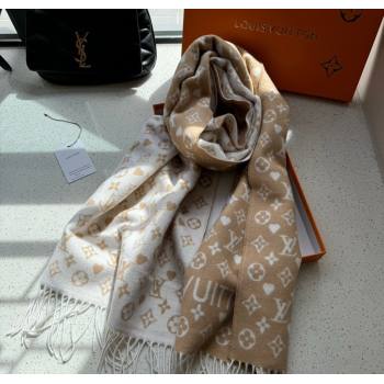 Louis Vuitton Heart Cashmere Long Scarf 45x190cm Beige 2024 1128 (A-241128053)