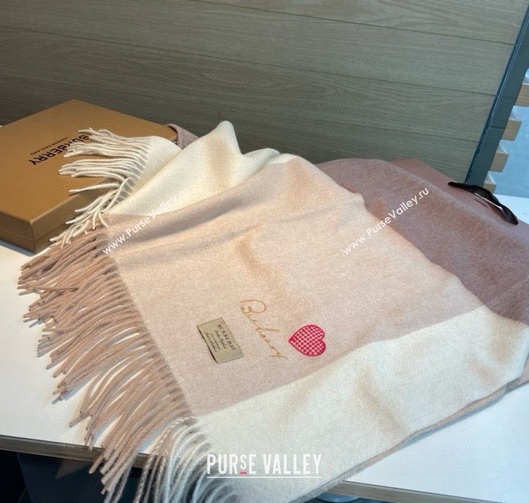 Burberry Heart Cashmere Long Scarf 70x200cm Beige 2024 1128 (XMN-241128003)