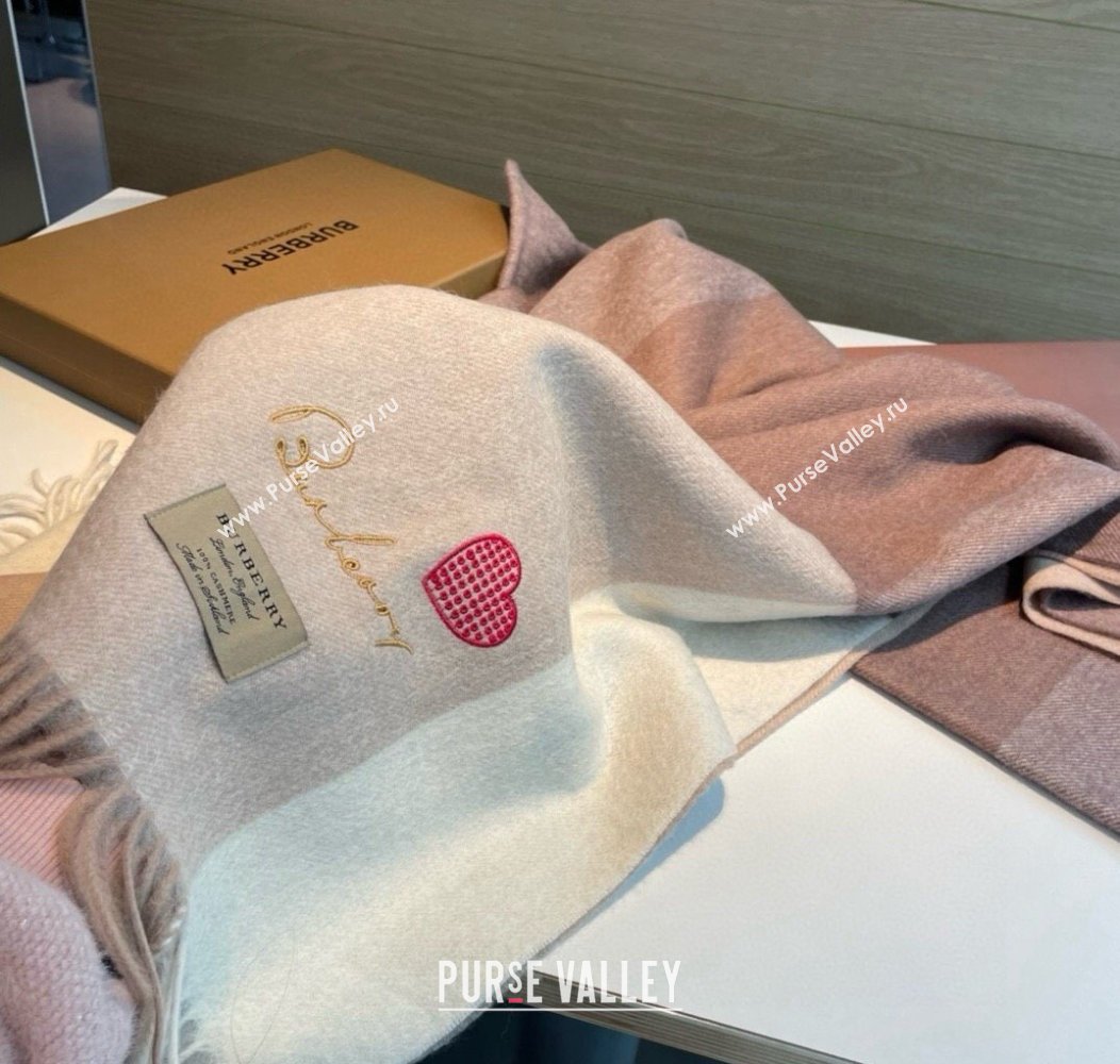 Burberry Heart Cashmere Long Scarf 70x200cm Beige 2024 1128 (XMN-241128003)
