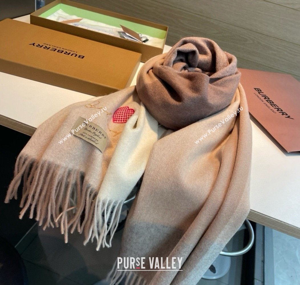 Burberry Heart Cashmere Long Scarf 70x200cm Beige 2024 1128 (XMN-241128003)