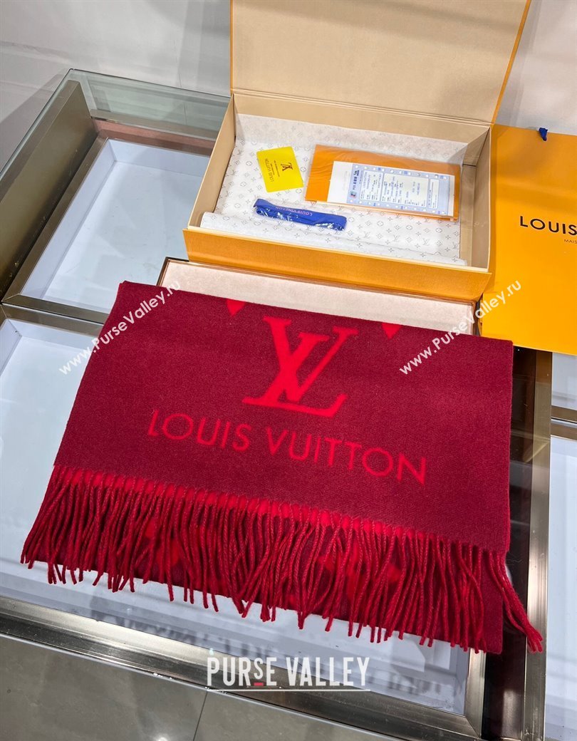 Louis Vuitton Reykjavik Cashmere Long Scarf 45x180cm Dark Red 2024 1128 (A-241128059)