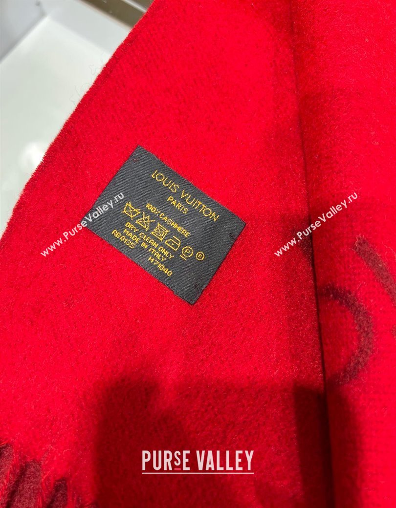 Louis Vuitton Reykjavik Cashmere Long Scarf 45x180cm Dark Red 2024 1128 (A-241128059)