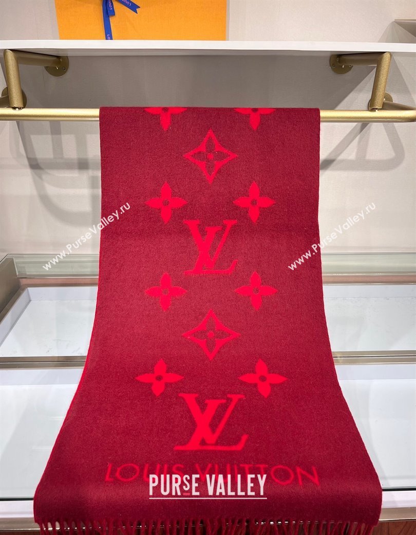 Louis Vuitton Reykjavik Cashmere Long Scarf 45x180cm Dark Red 2024 1128 (A-241128059)