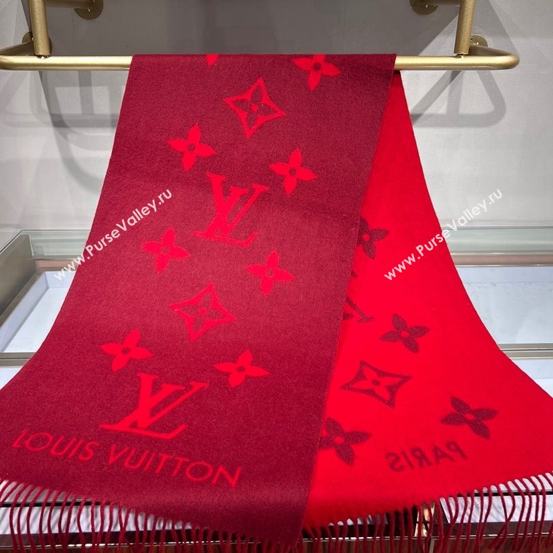 Louis Vuitton Reykjavik Cashmere Long Scarf 45x180cm Dark Red 2024 1128 (A-241128059)