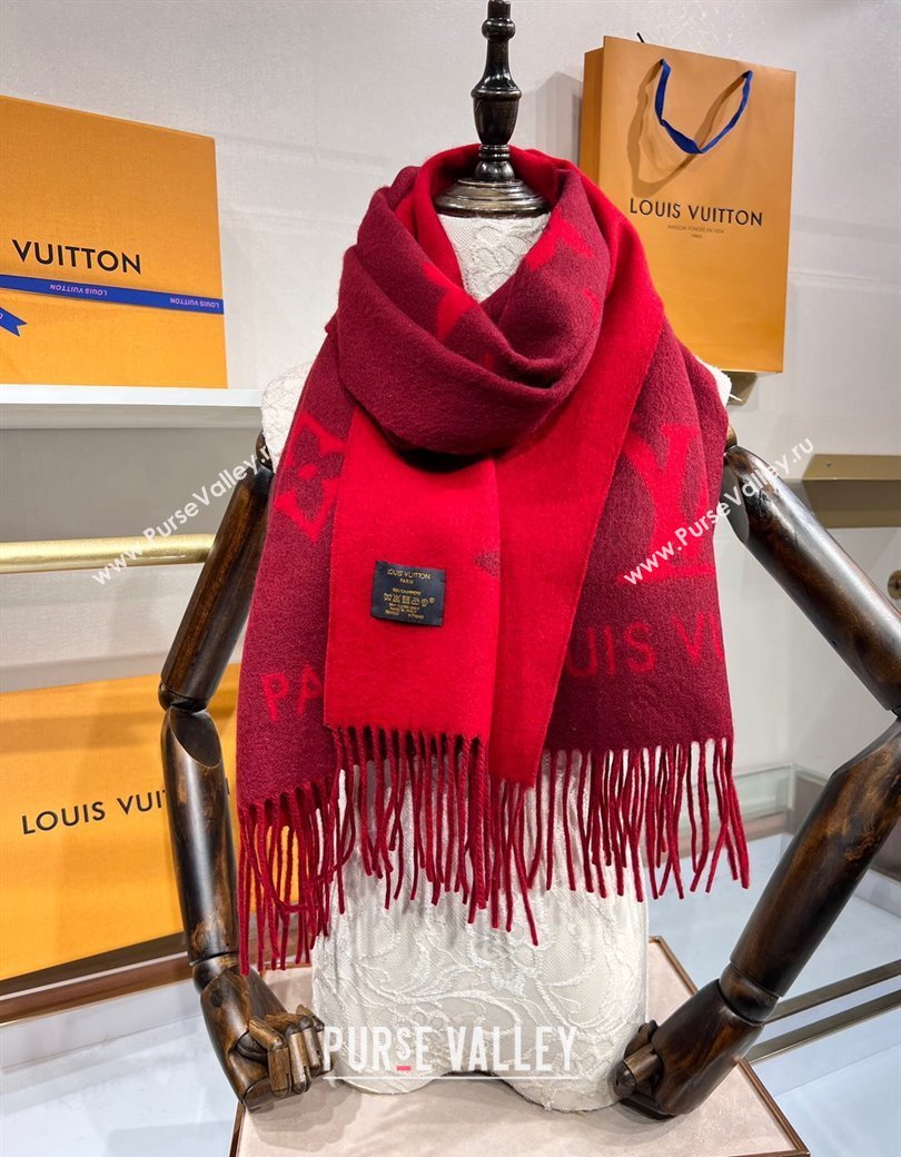 Louis Vuitton Reykjavik Cashmere Long Scarf 45x180cm Dark Red 2024 1128 (A-241128059)