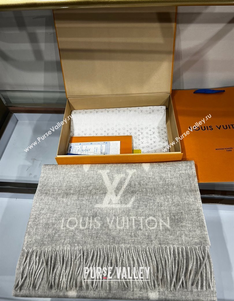 Louis Vuitton Reykjavik Cashmere Long Scarf 45x180cm Grey 2024 1128 (A-241128061)