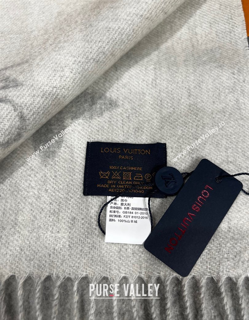 Louis Vuitton Reykjavik Cashmere Long Scarf 45x180cm Grey 2024 1128 (A-241128061)