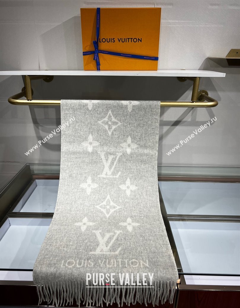 Louis Vuitton Reykjavik Cashmere Long Scarf 45x180cm Grey 2024 1128 (A-241128061)