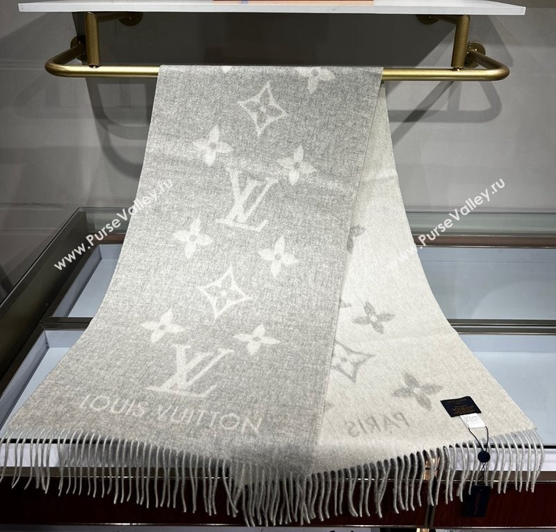 Louis Vuitton Reykjavik Cashmere Long Scarf 45x180cm Grey 2024 1128 (A-241128061)