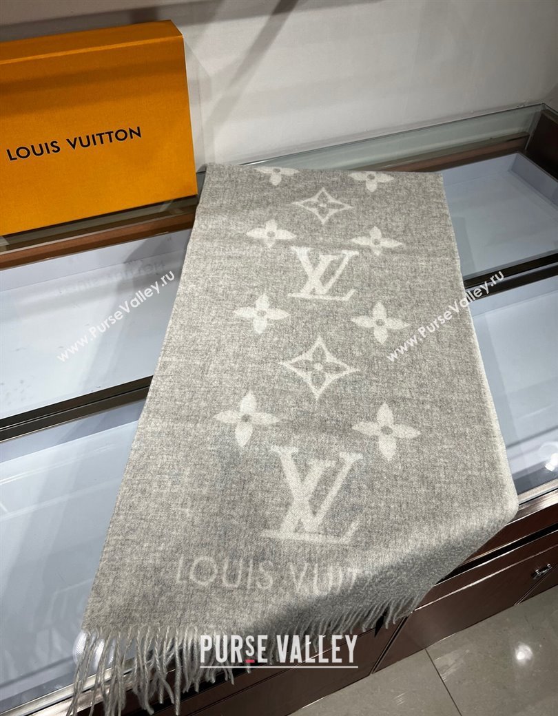 Louis Vuitton Reykjavik Cashmere Long Scarf 45x180cm Grey 2024 1128 (A-241128061)