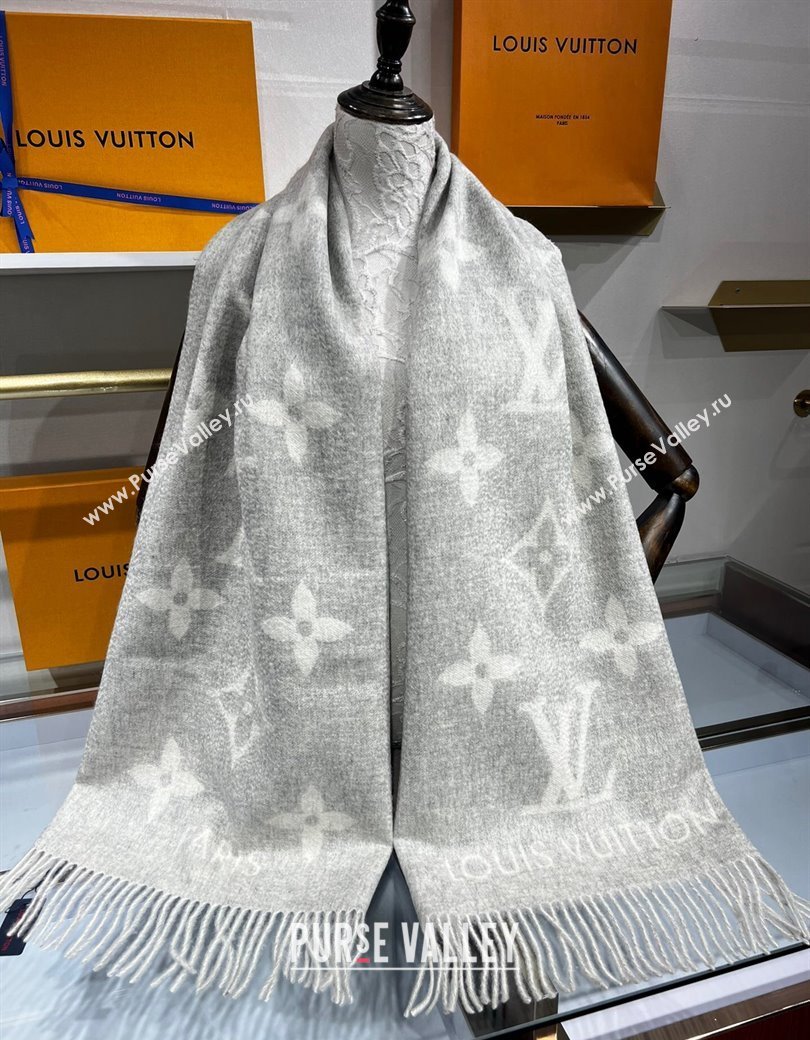 Louis Vuitton Reykjavik Cashmere Long Scarf 45x180cm Grey 2024 1128 (A-241128061)