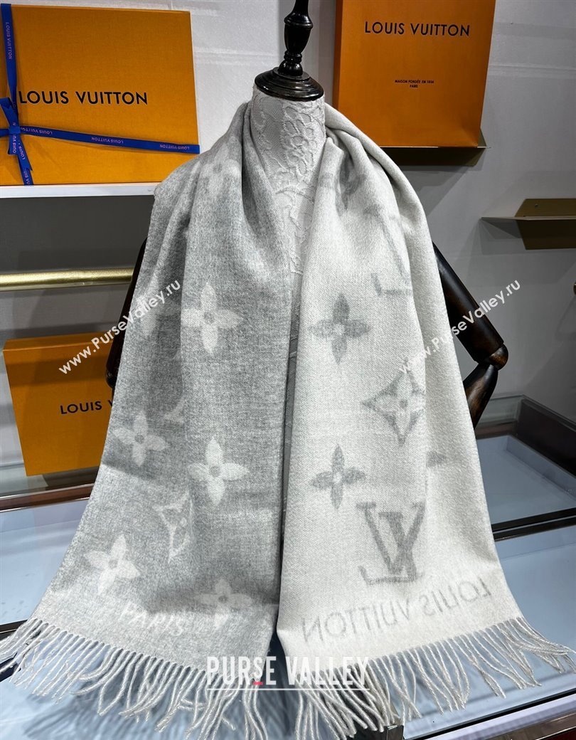 Louis Vuitton Reykjavik Cashmere Long Scarf 45x180cm Grey 2024 1128 (A-241128061)