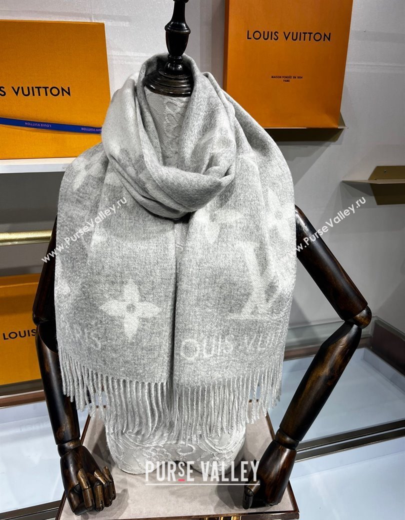 Louis Vuitton Reykjavik Cashmere Long Scarf 45x180cm Grey 2024 1128 (A-241128061)